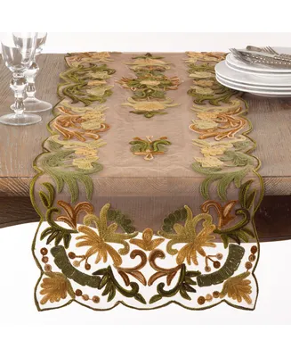 Saro Lifestyle Embroidered Flourishes Table Runner