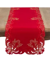 Saro Lifestyle Embroidered Angel Cherub Design Christmas Table Runner