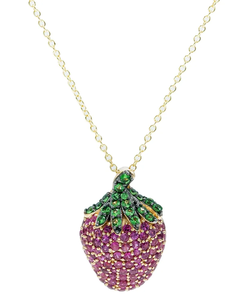 Ruby (1-7/8 ct. t.w.), Tsavorite (5/8 ct. t.w.) Pink Sapphire (1/3ct t.w.) Pendant 14K Gold