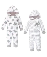 Hudson Baby Baby Boys Fleece Jumpsuits, Coveralls, and Playsuits 2pk, Elephants