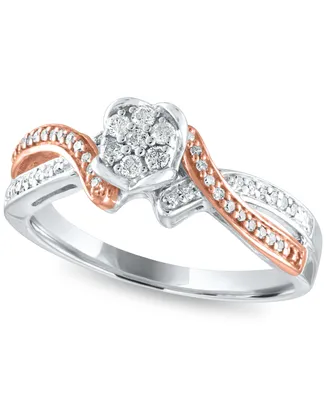 Diamond 1/5 ct. t.w. Ring in Sterling Silver and 10K Rose Gold