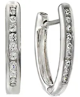 Diamond Extra Small Hoop Earrings (1/6 ct. t.w.) in 10k White Gold, 0.43"