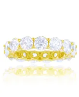 White Cubic Zirconia Eternity Band 14k Yellow Gold Plated Sterling Silver