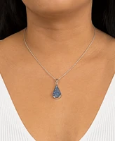 Medium Teardrop Dried Flower Pendant with 18" Chain Sterling Silver. Available Multi, Blue or Yellow