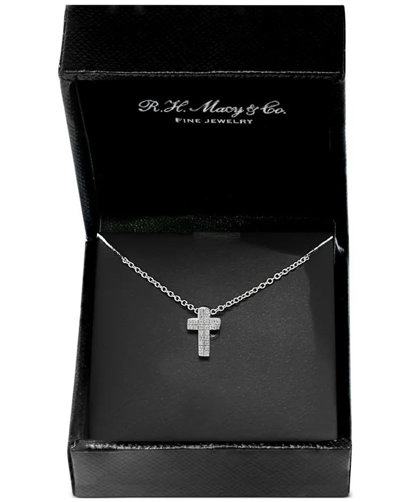 Effy Diamond Pave Cross 18" Pendant Necklace (1/20 ct. t.w.) Sterling Silver or 14k Gold-Plated