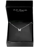 Effy Diamond Pave Butterfly 18" Pendant Necklace (1/10 ct. t.w.) in Sterling Silver