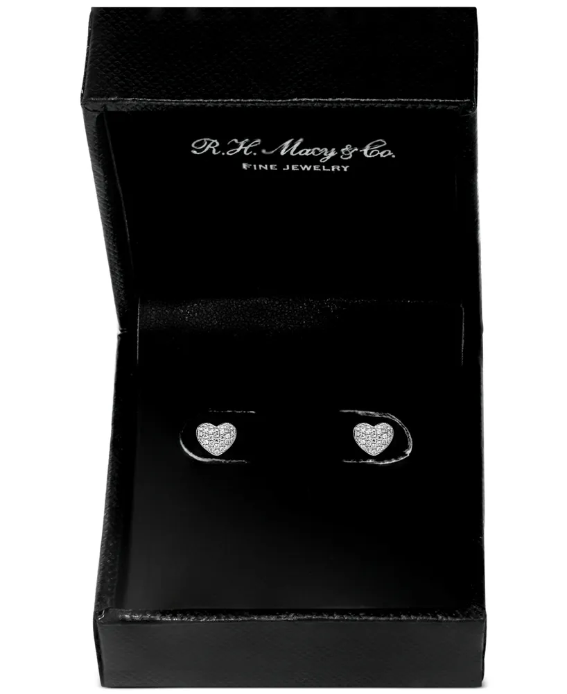 Effy Diamond Pave Heart Stud Earrings (1/5 ct. t.w.) Sterling Silver or 14k Gold-Plated