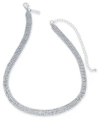 I.n.c. International Concepts Rhinestone Mesh Statement Necklace, 15" + 4" extender, Created for Macy's
