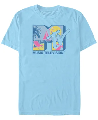 Fifth Sun Men's Beach Neon Filled Logo Short Sleeve T- shirt