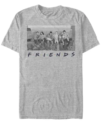 Fifth Sun Friends Men's Grayscale Skyline Group Portrait Short Sleeve T-Shirt