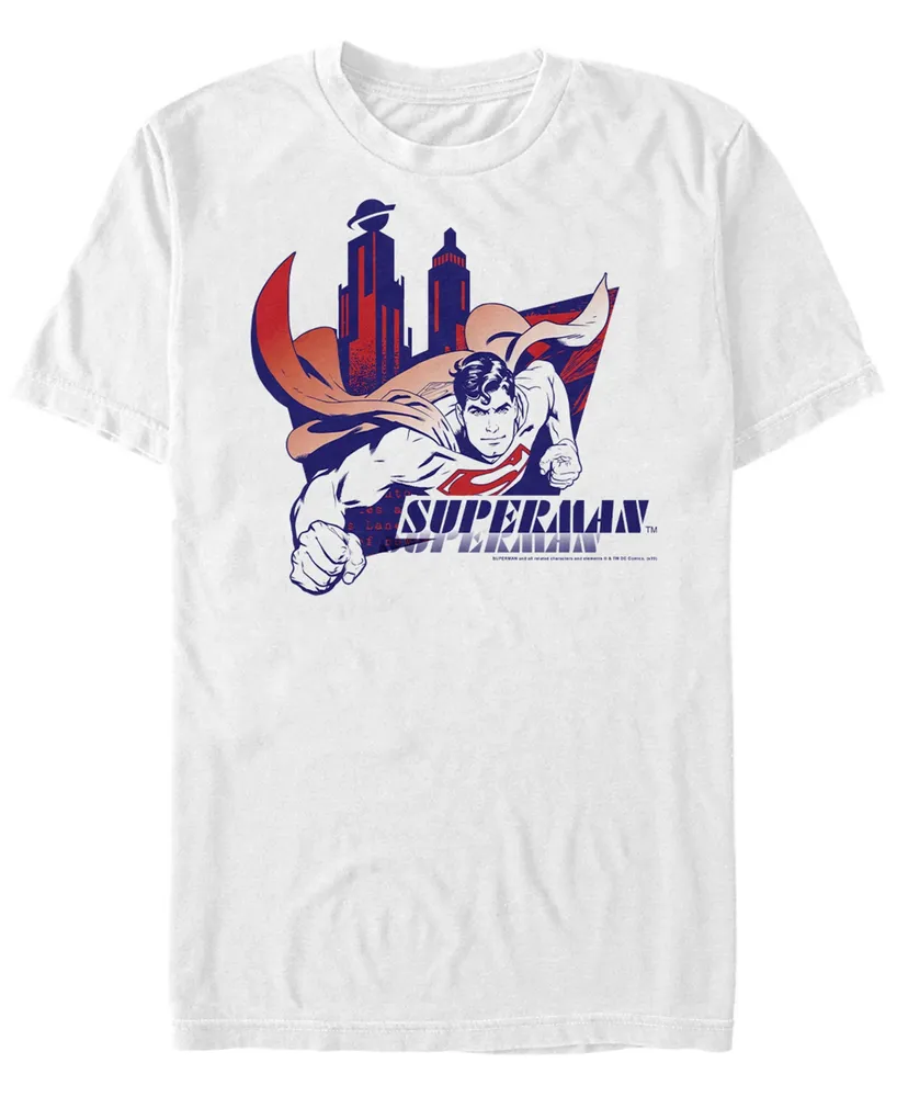 Fifth Sun Dc Men's Superman Flying Over The City Short Sleeve T-Shirt