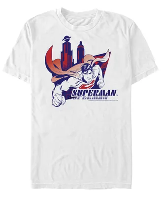 Fifth Sun Dc Men's Superman Flying Over The City Short Sleeve T-Shirt