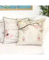 Homey Cozy Lilly Embroidered Linen Square Decorative Throw Pillow