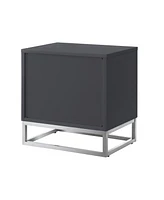 Nicole Miller Emiliana 2-Drawer High Gloss Nightstand with Metal Base