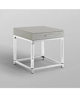 Inspired Home Casandra High Gloss End Table with Acrylic Legs and Metal Base