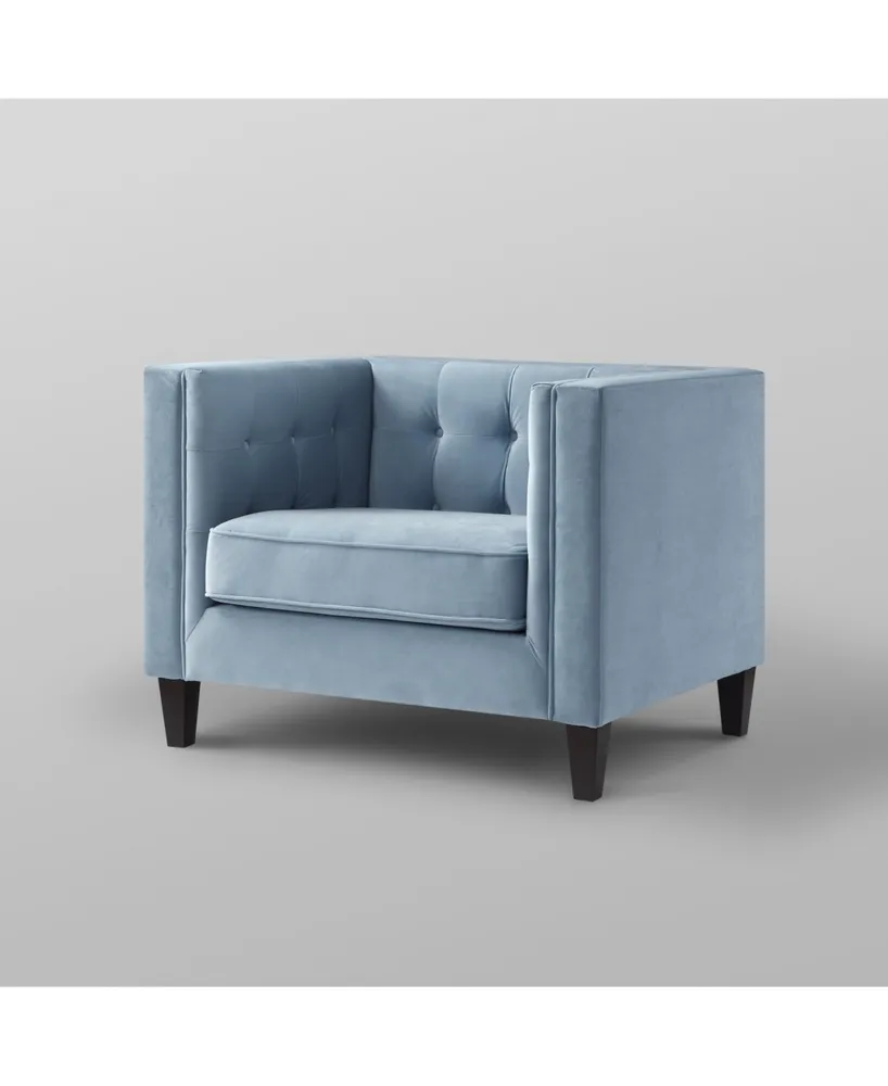 Inspired Home Lotte Velvet Button Tufted Square Club Chair