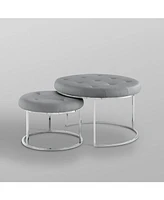 Nicole Miller Carlotta Upholstered Nesting Ottoman Set with Metal Frame