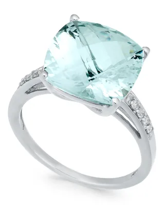 Aquamarine (6-3/8 ct. t.w.) & Diamond (1/8 ct. t.w.) Ring in Sterling Silver