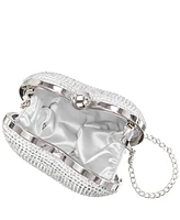 Nina Amorie Crystal Embellished Heart Minaudiere Clutch