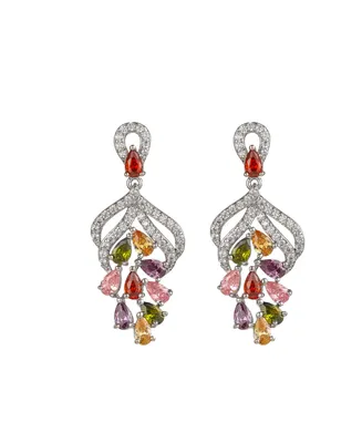 A&M Silver-Tone Multicolor Cluster Earrings - Silver