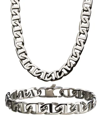 Inox Mariner Link 8" Bracelet and 22" Necklace Set - Silver