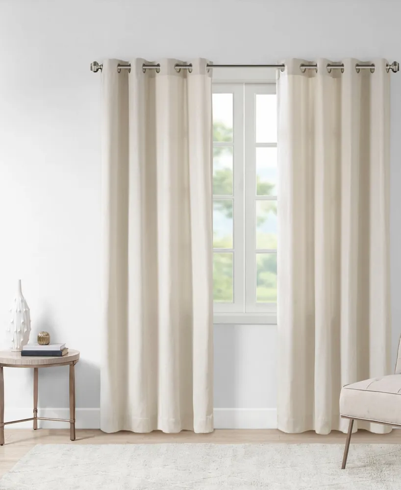 Madison Park Englewood Solid Piece Dyed Grommet Top Curtain Panel, 50"W x 63"L