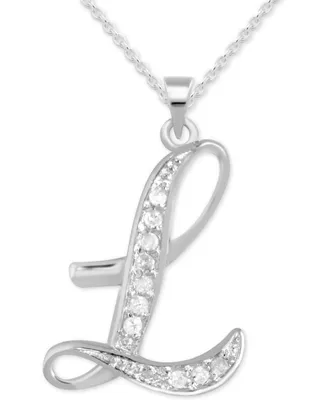 Diamond L Initial 18" Pendant Necklace (1/10 ct. t.w.) in Sterling Silver