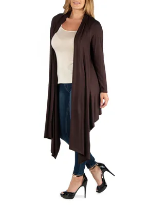 24Seven Comfort Apparel Long Sleeve Knee Length Open Plus Cardigan