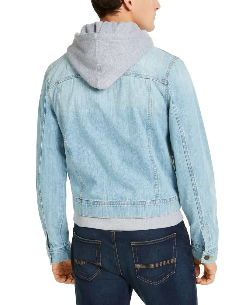 Sun + Stone Men's Phoenix Trucker Hooded Denim Jacket, Created for Macy's