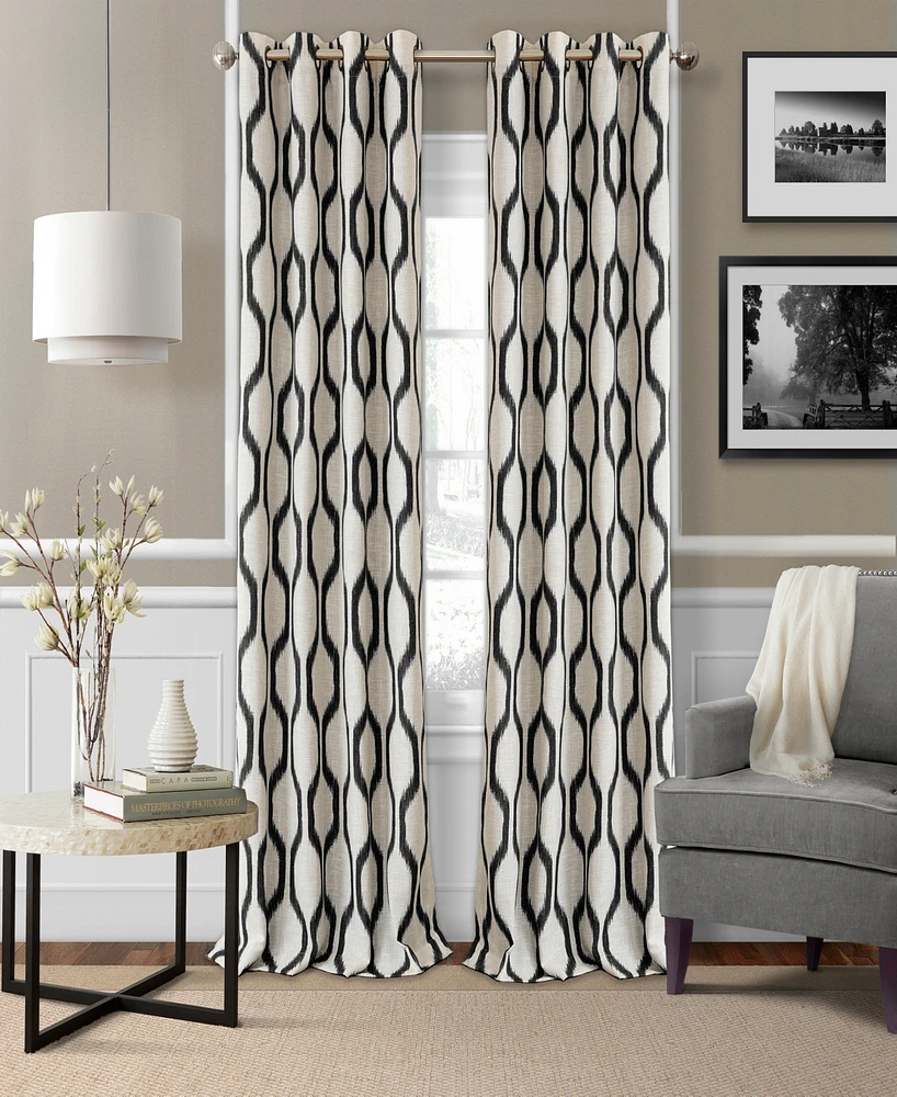 Elrene Home Fashions Renzo Ikat Geometric Linen Room Darkening Window Curtain