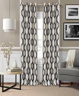 Elrene Home Fashions Renzo Ikat Geometric Linen Room Darkening Window Curtain