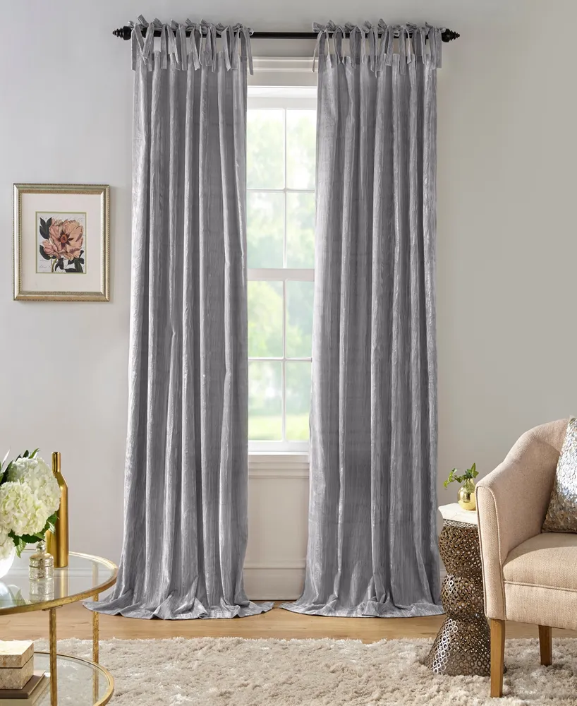 Korena 52" x 95" Tie-Top Crushed Velvet Curtain Panel