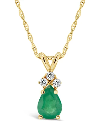 Sapphire (7/8 ct. t.w.) and Diamond Accent Pendant Necklace 14k Yellow Gold (Also Ruby & Emerald)