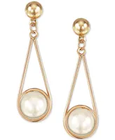 Cultured Freshwater Pearl (8mm) Wire-Wrapped Drop Earrings in 10k Gold