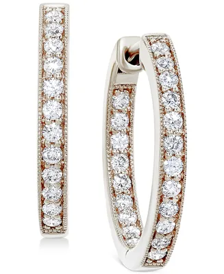 Diamond Small In & Out Hoop Earrings (5/8 ct. t.w.) in 14k White Gold, 0.75"