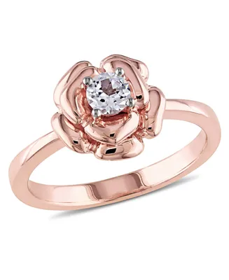 Lab-Grown White Sapphire (1/3 ct. t.w.) Floral Ring 18k Rose Gold Over Sterling Silver