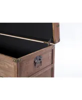 Vintiquewise Wooden Rectangular Lined Rustic Storage Trunk with Latch