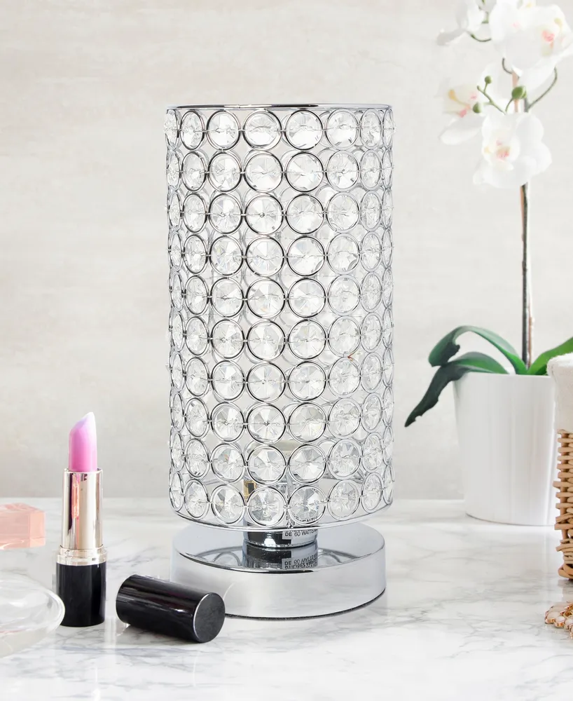 Elegant Designs Elipse Crystal Bedside Nightstand Cylindrical Uplight Table Lamp