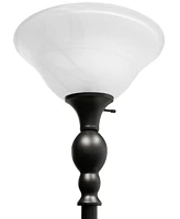 Elegant Designs 1 Light Torchiere Floor Lamp with Marbleized White Glass Shade