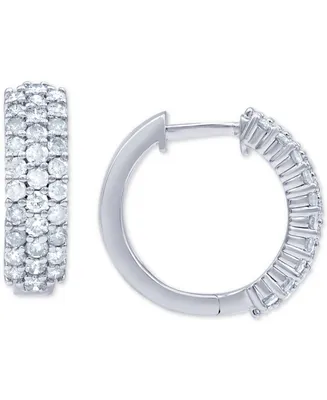 Diamond Pave Small Huggie Hoop Earrings (1 ct. t.w.) in 14k White Gold