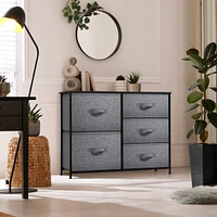 Sorbus Dresser with 5 Drawers - Storage Chest Organizer with Steel Frame, Wood Top, Handles