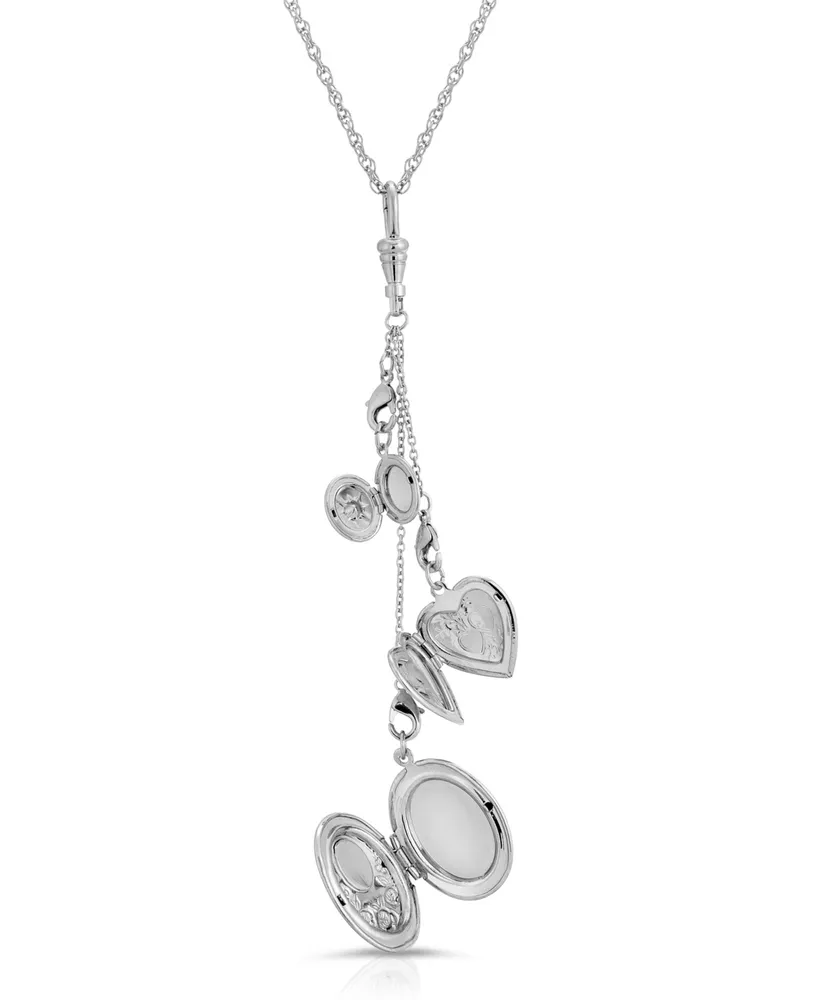 2028 Charm Heart Locket Necklace - Silver