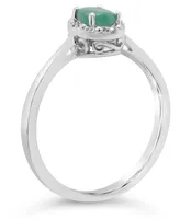 Emerald (/8 ct. t.w.) and Diamond Accent Ring Sterling Silver