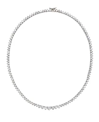 Cubic Zirconia Graduated Tennis 16" Collar Necklace in Sterling Silver