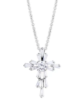 Birthstone Cross 18" Pendant Silver Plate