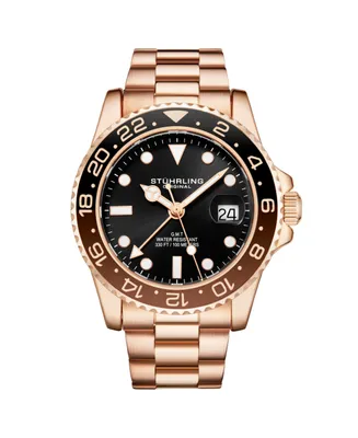 Stuhrling Men's Rose Gold Stainless Steel Bracelet Watch 42mm