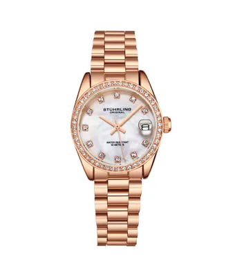 Stuhrling Women's Rose Gold Stainless Steel Bracelet Watch 31mm