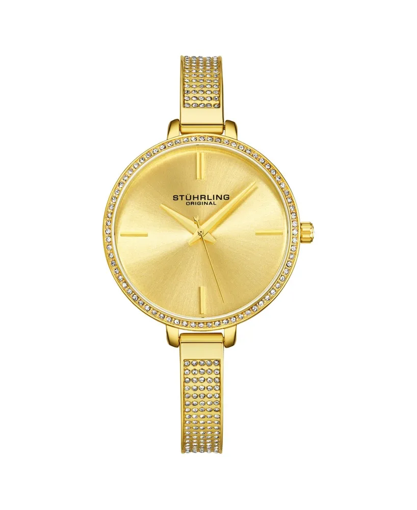 Stuhrling Women's Gold Tone Mesh Stainless Steel Bracelet Watch 36mm