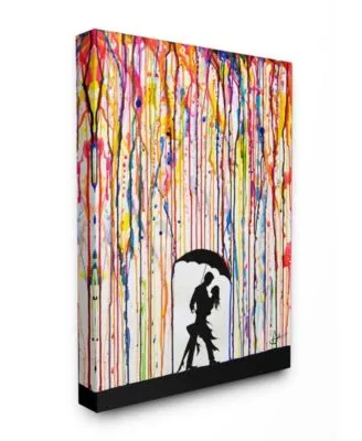 Stupell Industries Melting Colors Rainbow Rain Drops Umbrella Dancing Silhouette Stretched Canvas Wall Art Collection