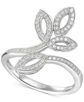 Diamond Leaf-Inspired Statement Ring (1/4 ct. t.w.) in Sterling Silver